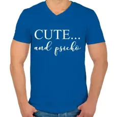PRINTFASHION Cute and psicho. - Férfi V-nyakú póló - Királykék