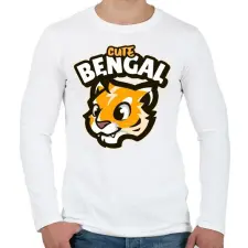 PRINTFASHION Cute Bengal - Férfi hosszú ujjú póló - Fehér férfi póló