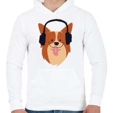 PRINTFASHION Cute doggo - Férfi kapucnis pulóver - Fehér férfi pulóver, kardigán