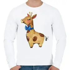 PRINTFASHION Cute Giraffe boy - Férfi pulóver - Fehér férfi pulóver, kardigán