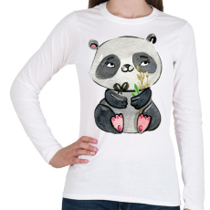 PRINTFASHION Cute Panda boy - Női hosszú ujjú póló - Fehér