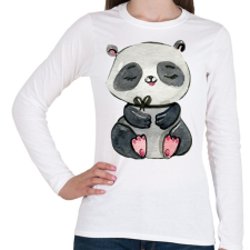 PRINTFASHION Cute Panda girl - Női hosszú ujjú póló - Fehér női póló