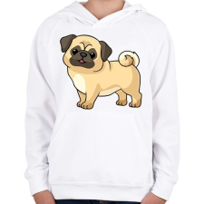 PRINTFASHION Cute Pug - Gyerek kapucnis pulóver - Fehér gyerek pulóver, kardigán