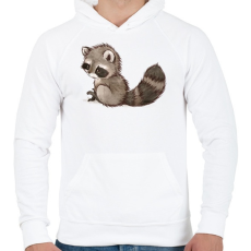 PRINTFASHION Cute Raccoon - Férfi kapucnis pulóver - Fehér