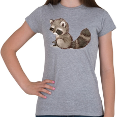 PRINTFASHION Cute Raccoon - Női póló - Sport szürke