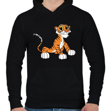 PRINTFASHION Cute Tiger - Férfi kapucnis pulóver - Fekete férfi pulóver, kardigán