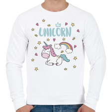 PRINTFASHION Cute Unicorn - Férfi pulóver - Fehér férfi pulóver, kardigán