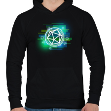 PRINTFASHION Cyber D20 II - Férfi kapucnis pulóver - Fekete férfi pulóver, kardigán