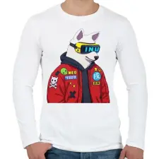 PRINTFASHION CYBER DOG  - Férfi hosszú ujjú póló - Fehér férfi póló