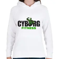 PRINTFASHION Cyborg Fitness - Női kapucnis pulóver - Fehér női pulóver, kardigán