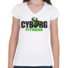 PRINTFASHION Cyborg Fitness - Női V-nyakú póló - Fehér