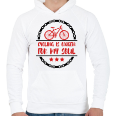 PRINTFASHION Cycling is oxigen for my soul - Férfi kapucnis pulóver - Fehér