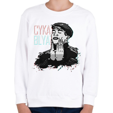 PRINTFASHION Cyka Blyat Feels Man #2 - Gyerek pulóver - Fehér