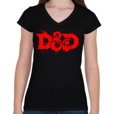 PRINTFASHION D&amp;D - Női V-nyakú póló - Fekete női póló