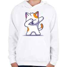 PRINTFASHION Dab Cat - Gyerek kapucnis pulóver - Fehér gyerek pulóver, kardigán
