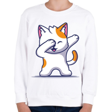 PRINTFASHION Dab Cat - Gyerek pulóver - Fehér gyerek pulóver, kardigán