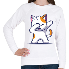 PRINTFASHION Dab Cat - Női pulóver - Fehér