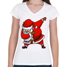 PRINTFASHION Dab santa - Női V-nyakú póló - Fehér