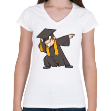 PRINTFASHION Dabbing diploma - Női V-nyakú póló - Fehér női póló
