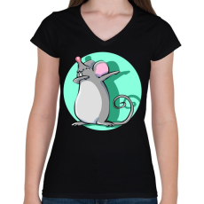 PRINTFASHION Dabbing egér - Női V-nyakú póló - Fekete