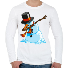 PRINTFASHION Dabbing hóember - Férfi hosszú ujjú póló - Fehér férfi póló