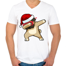 PRINTFASHION Dabbing mopsz mikulás - Férfi V-nyakú póló - Fehér női póló