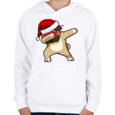 PRINTFASHION Dabbing mopsz mikulás - Gyerek kapucnis pulóver - Fehér