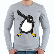 PRINTFASHION Dabbing pingvin - Férfi hosszú ujjú póló - Sport szürke férfi póló
