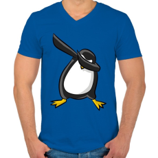 PRINTFASHION Dabbing pingvin - Férfi V-nyakú póló - Királykék