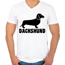 PRINTFASHION Dachshund - Férfi V-nyakú póló - Fehér