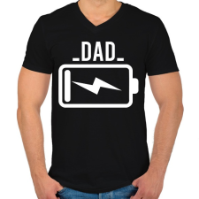 PRINTFASHION Dad battery - Férfi V-nyakú póló - Fekete férfi póló
