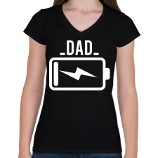 PRINTFASHION Dad battery - Női V-nyakú póló - Fekete női póló