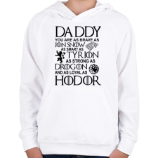 PRINTFASHION Daddy GOT - Gyerek kapucnis pulóver - Fehér gyerek pulóver, kardigán