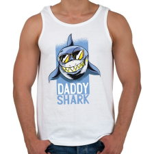 PRINTFASHION Daddy shark - apa cápa - Férfi atléta - Fehér atléta, trikó