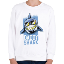 PRINTFASHION Daddy shark - apa cápa - Gyerek pulóver - Fehér gyerek pulóver, kardigán