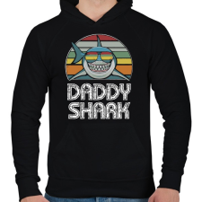PRINTFASHION Daddy shark - Férfi kapucnis pulóver - Fekete férfi pulóver, kardigán