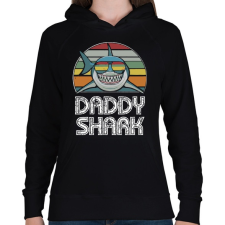 PRINTFASHION Daddy shark - Női kapucnis pulóver - Fekete női pulóver, kardigán