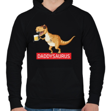 PRINTFASHION Daddysaurus - Férfi kapucnis pulóver - Fekete férfi pulóver, kardigán
