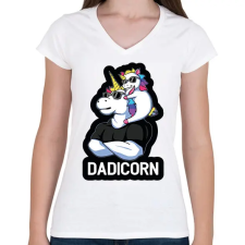 PRINTFASHION Dadicorn - Női V-nyakú póló - Fehér női póló