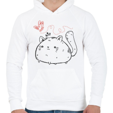 PRINTFASHION Dagi cica - Férfi kapucnis pulóver - Fehér férfi pulóver, kardigán