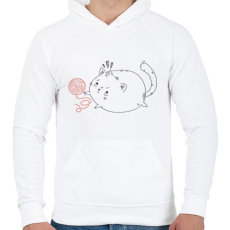 PRINTFASHION Dagi cica - Férfi kapucnis pulóver - Fehér