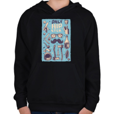 PRINTFASHION Daily Hipster - Gyerek kapucnis pulóver - Fekete gyerek pulóver, kardigán