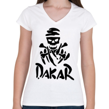 PRINTFASHION Dakar skull - Női V-nyakú póló - Fehér női póló