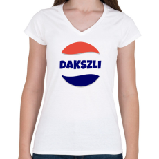 PRINTFASHION DAKSZLI - Női V-nyakú póló - Fehér