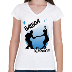 PRINTFASHION Dalboa dance - Női V-nyakú póló - Fehér