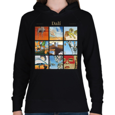 PRINTFASHION Dalí - részletek - Női kapucnis pulóver - Fekete női pulóver, kardigán