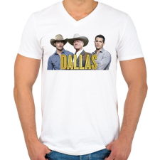 PRINTFASHION Dallas - Férfi V-nyakú póló - Fehér férfi póló