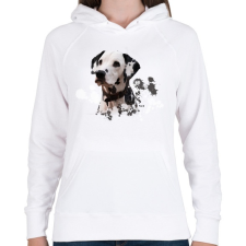PRINTFASHION dalmata - Női kapucnis pulóver - Fehér női pulóver, kardigán