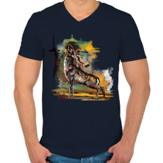 PRINTFASHION damvad festmeny - Férfi V-nyakú póló - Sötétkék