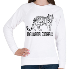 PRINTFASHION Danger zebra - Női pulóver - Fehér